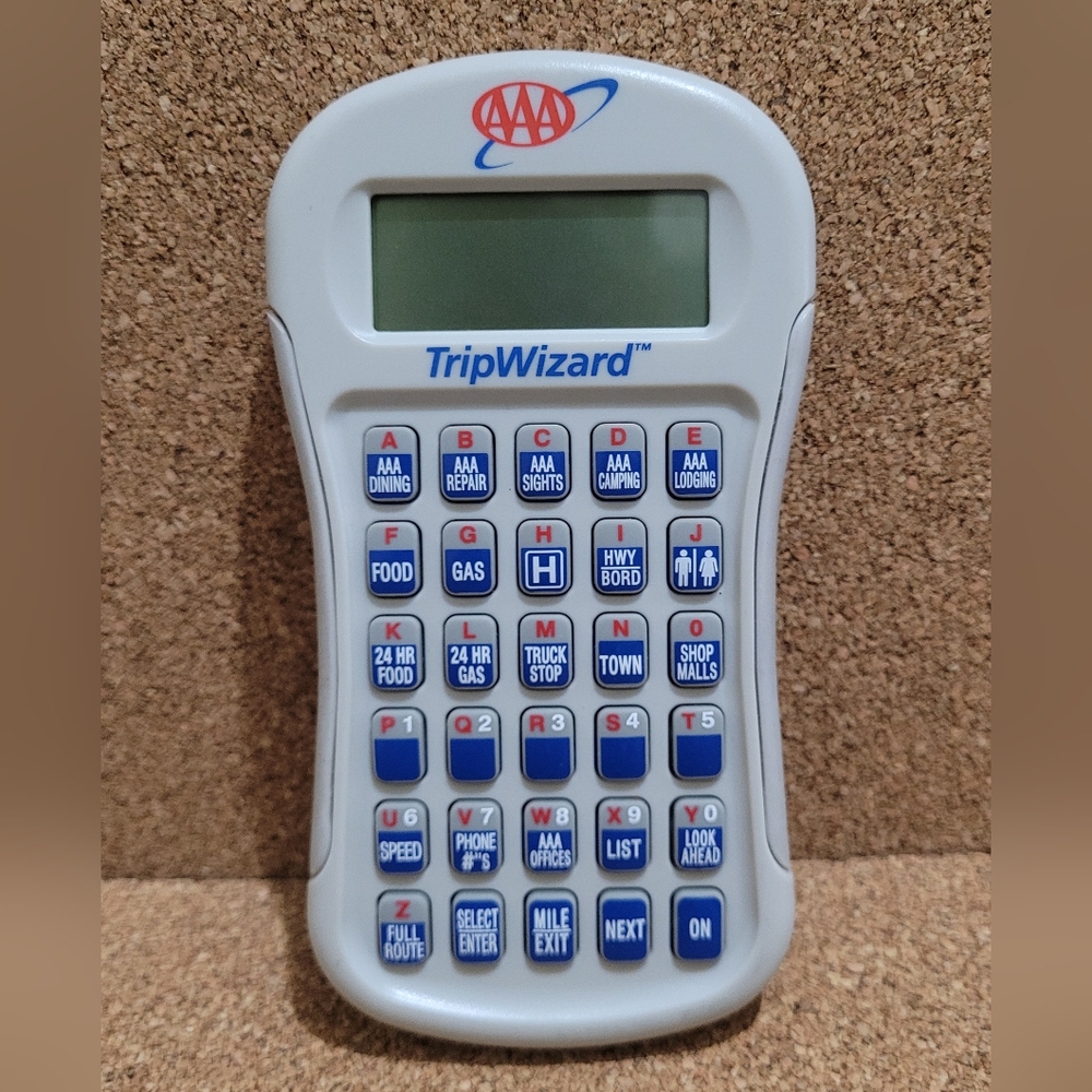 AAA TRIP WIZARD TRAVEL COMPUTER LOCATES RESTAURANTS, LODGING, GAS NO CASE.